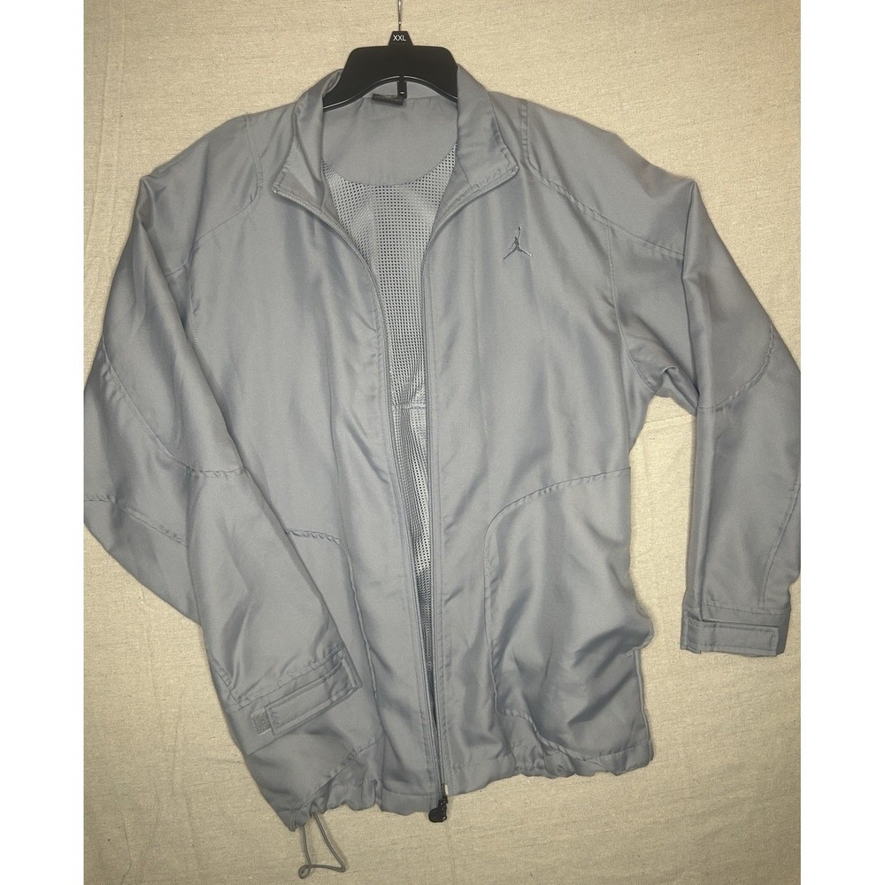 Jordan Mens Gray Windbreaker Jacket Full Zip Mesh Lined Size M Jordan 23
